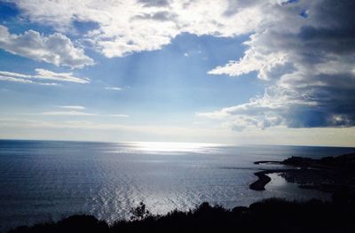 Scenic view of sea against cloudy sky