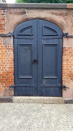 Closed door of building