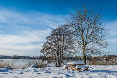 Skanderborg lake at wintertime, jutland, denmark