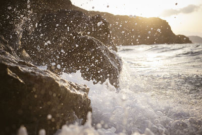 Waves splashing in water