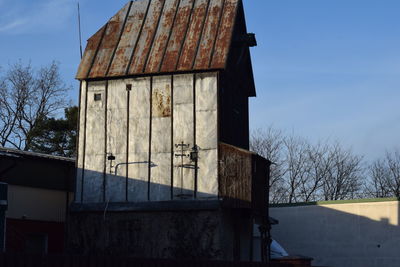 Low angle view of old building against sky