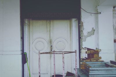 Closed door of building