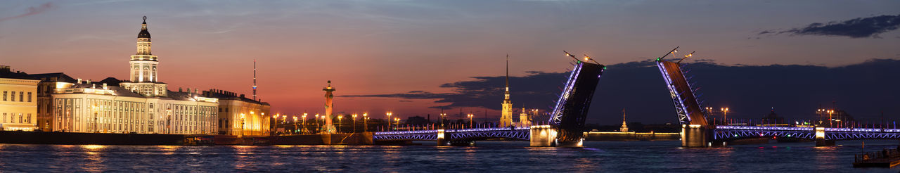 Panoramic view of river and buildings against sky