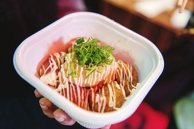 Close-up of served food in plate