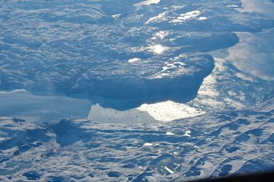 Aerial view of snowcapped mountains