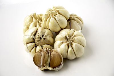 High angle view of vegetables against white background