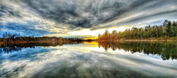 Scenic view of lake against sky