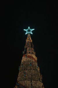 Illuminated christmas tree at night
