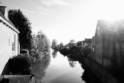 Canal amidst buildings against sky