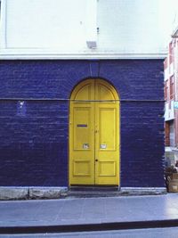 Closed door of building