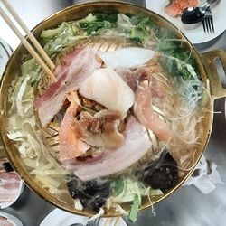 High angle view of food in bowl