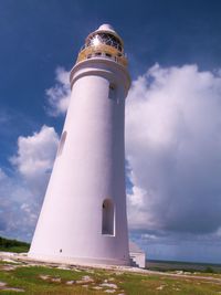 Low angle view of lighthouse against sky