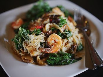 Close-up of food served in plate