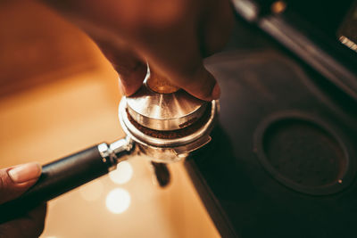 Close-up of hands working