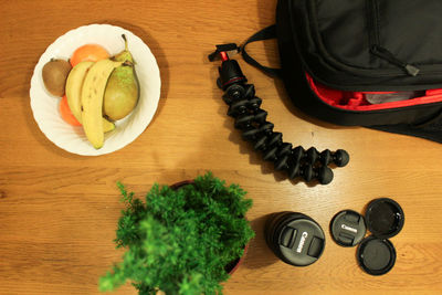 High angle view of food on table