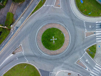 High angle view of cars on road