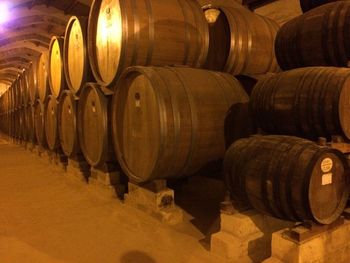 Stack of wine barrels