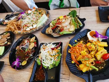 High angle view of food on table