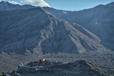 High angle view of mountain range