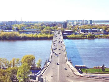 High angle view of bridge over river