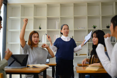 Business colleagues working at office