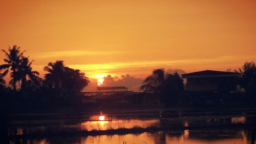 Scenic view of sea at sunset