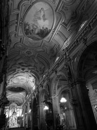 Low angle view of illuminated cathedral at night