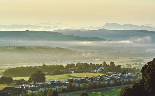 High angle view of landscape against sky