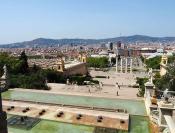 High angle view of buildings in city