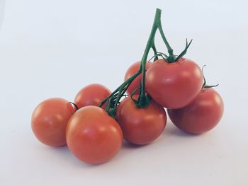 Close-up of cherry tomatoes on white background