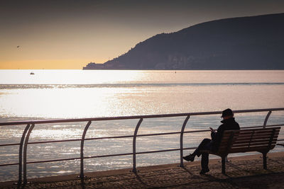 Scenic view of sea against sky during sunset