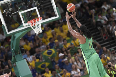 Close-up of basketball hoop