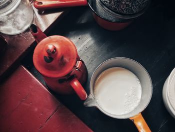 High angle view of food in bowl