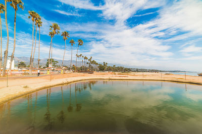 Scenic view of lake against sky