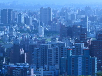High angle view of buildings in city