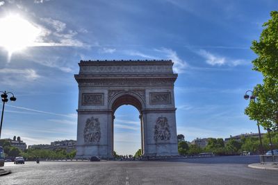 Low angle view of arc de triomphe