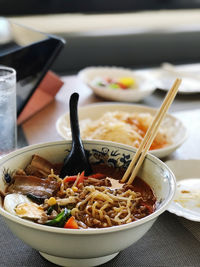 Close-up of food in bowl on table