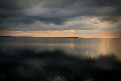 Scenic view of sea against cloudy sky