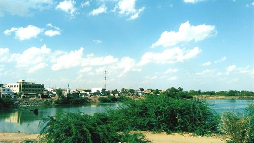 View of river against cloudy sky