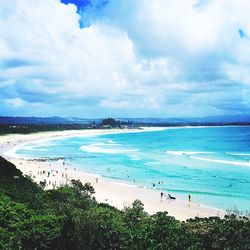 Scenic view of sea against cloudy sky