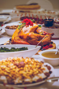 Close-up of food in plate on table