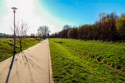 Road amidst field against sky