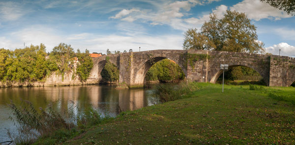 Bridge over river against sky