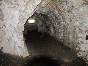 View of building through tunnel