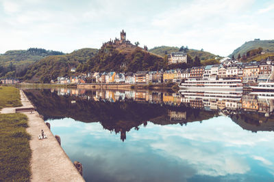 Reflection of buildings in city