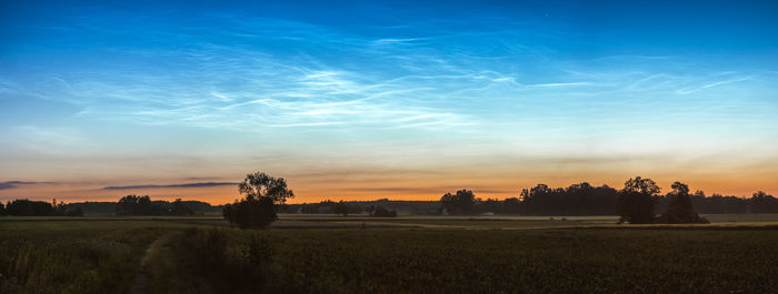 Scenic view of field against sky during sunset