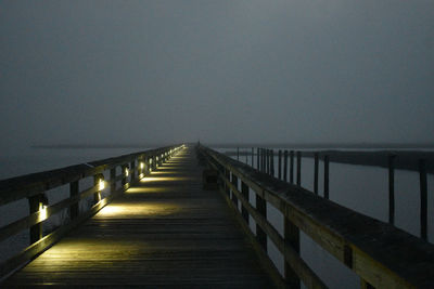 Empty pier over sea against clear sky