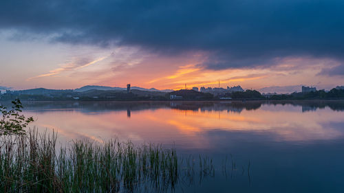 Reflection of the lake at sunrise