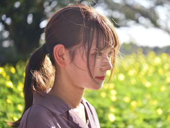 Close-up portrait of a young woman