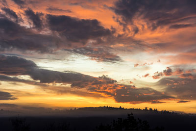 Scenic view of dramatic sky during sunset